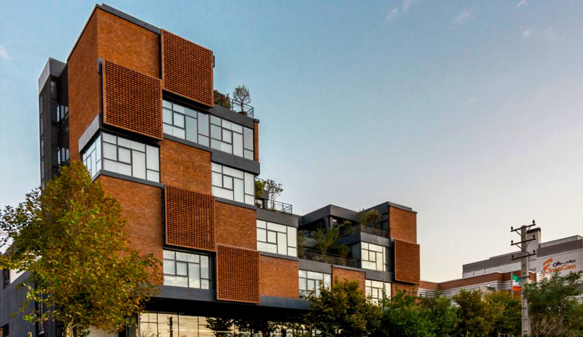 طراحی نمای مدرن ساختمان شرکت دارویی سیناژن
