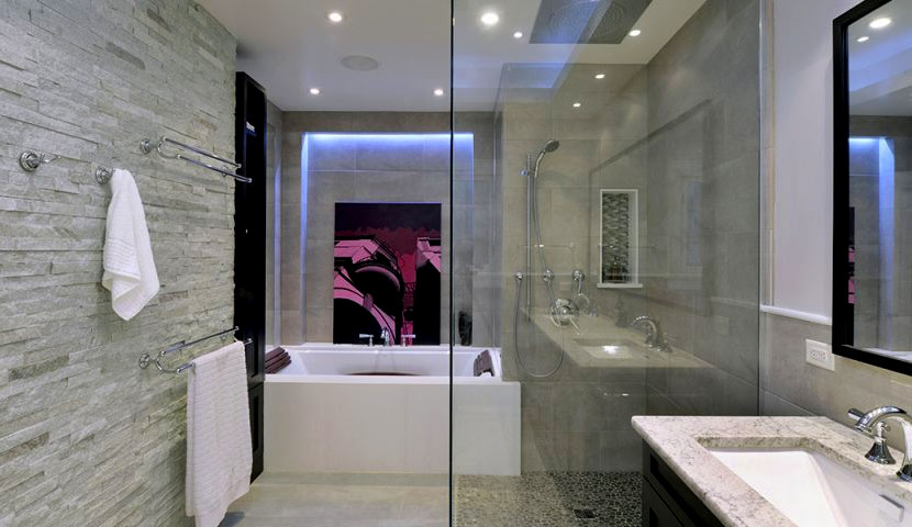 طراحی حمام با نمای سنگ