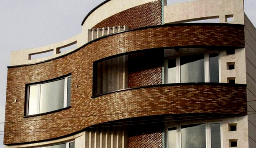 طراحی نمای ساختمان با سنگ و آجر نسوز