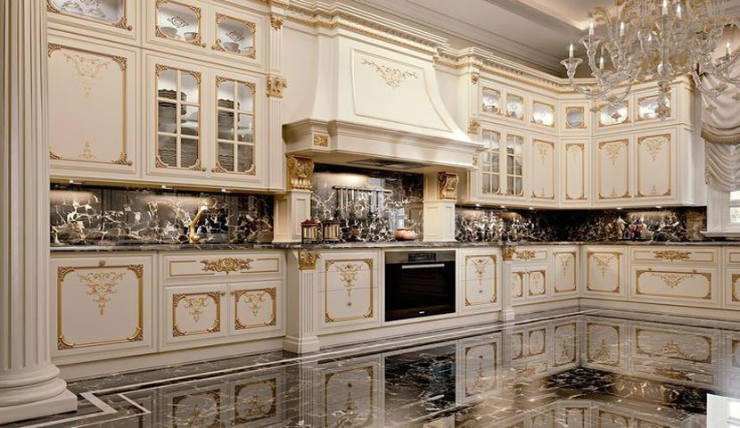 طراحی کابینت آشپزخانه کلاسیک و لوکس