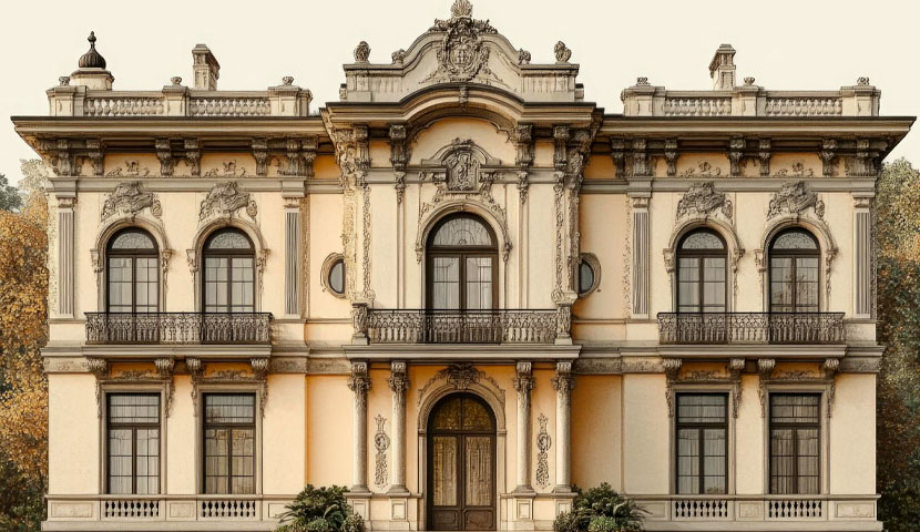 طراحی نمای ویلا کلاسیک