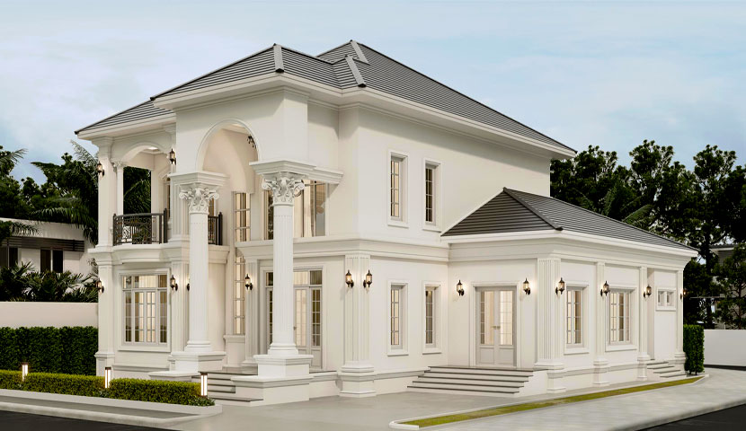 طراحی نمای ویلا کلاسیک