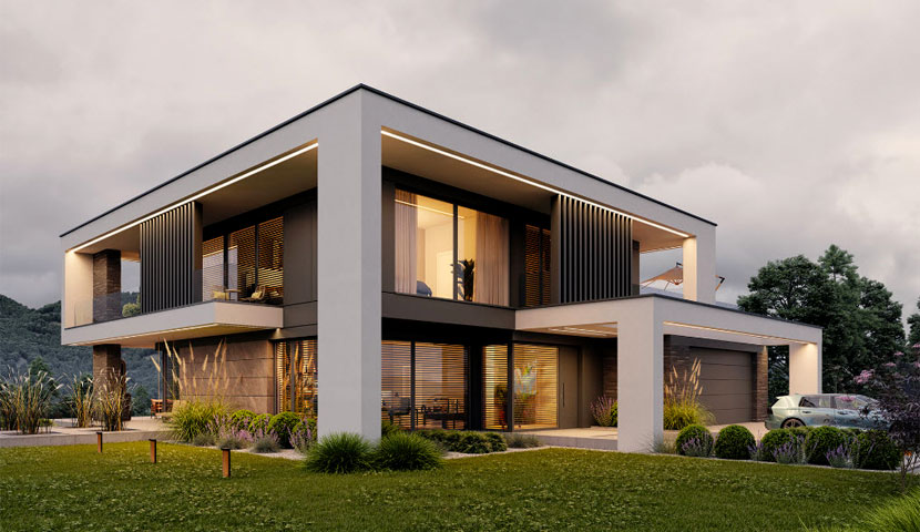 طراحی نمای ویلا دوبلکس