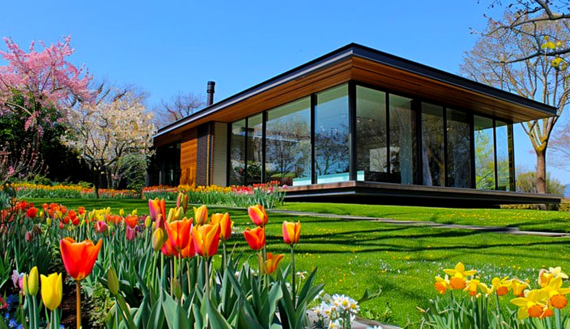 طراحی ویلا باغ شیشه ای