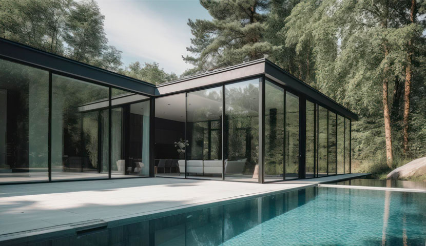 طراحی ویلا شیشه ای مینیمال