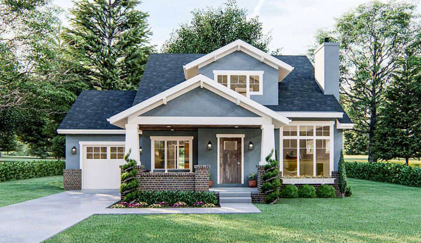  طراحی ویلا یک طبقه شیروانی