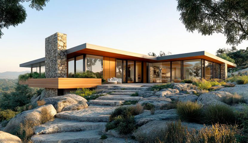 طراحی ویلا یک طبقه مدرن