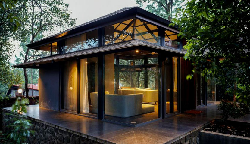 طراحی ویلا شیشه ای کوچک