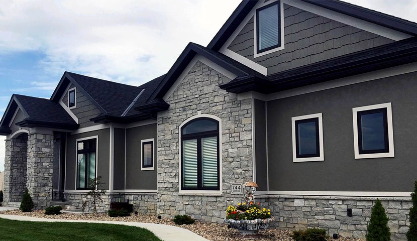 طراحی نمای ویلا سنگی 