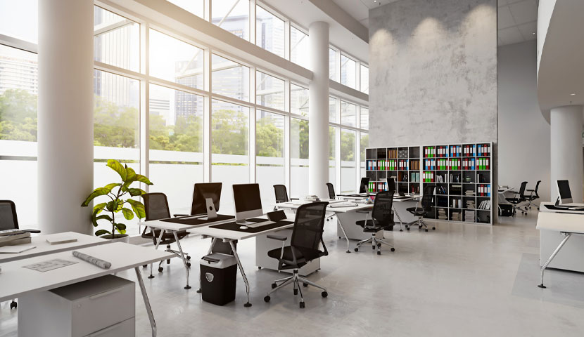 استفاده از رنگ و نورپردازی مناسب در طراحی ساختمان اداری 