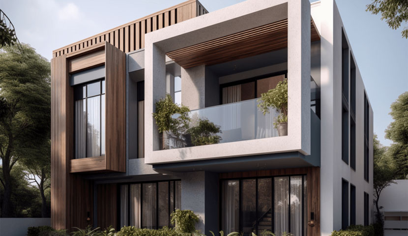 طراحی نمای ویلا دوبلکس 