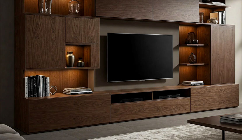 طراحی تی وی وال با چوب