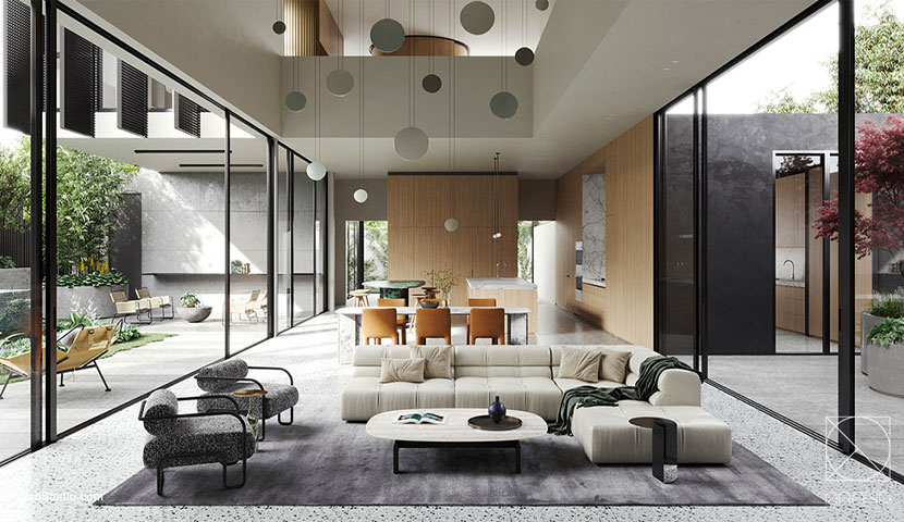 طراحی داخلی ویلا دوبلکس مدرن