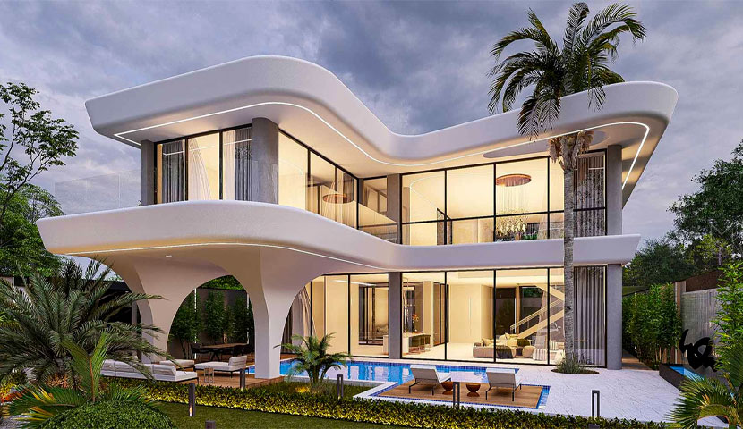 طراحی ویلا دوبلکس مدرن کوچک 