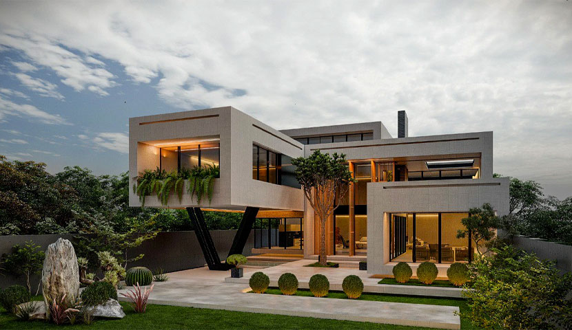 طراحی ویلا دوبلکس مدرن کوچک 