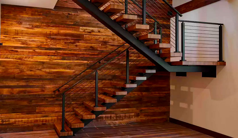طراحی چوبی راه پله ساختمان
