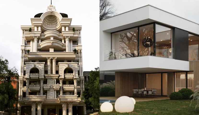 تفاوت و مقایسه نمای مدرن و سنتی ساختمان