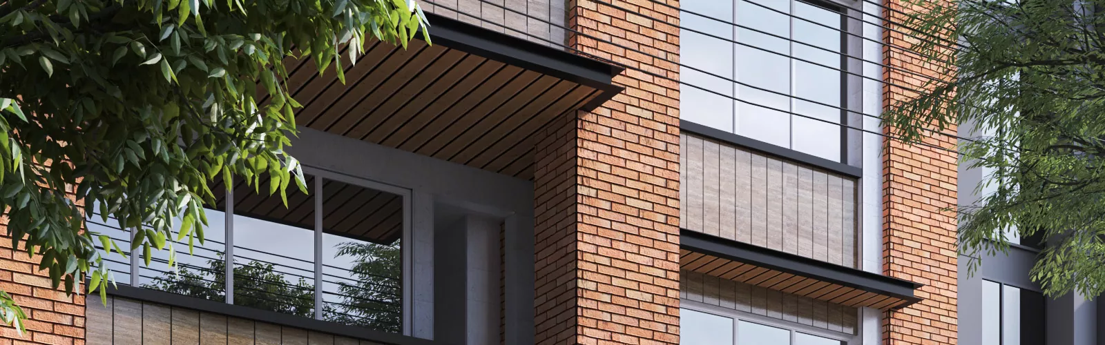 طراحی نمای آجری ساختمان فروزان